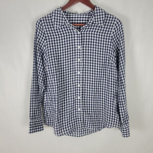 Crown & Ivy Shirt Womens Medium Top Gingham Long‎ Sleeve Collared Button Up